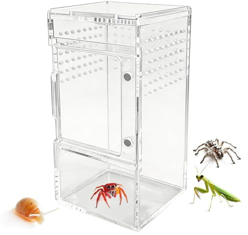 Jumping Spider Terrarium - Akrylspindellåda, lättviktsstabil djurhölje med luftöppning, praktiskt skjutlock | Hygienisk hållbar konstruktion med enkel rengöring för Terraris