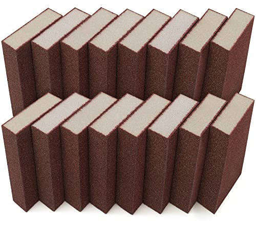 Belle Vous 16er Pack Schleifschwamm Set - Nassschleifpapier Set und Trocken Schleifpapier Schwamm Set - Waschbar & Wiederverwendbar, Grobe 70er Körnung Schleifschwamm Holz Set, Metall & Wandpolitur