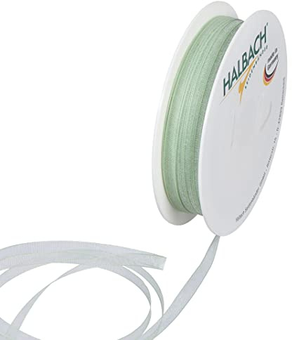 Halbach Organzaband, 5 mm x 50 m, mint | Transparentes Organzaband, Made in Germany, Öko-Tex 100 zertifiziert und waschbar, zum Verzieren von Geschenken