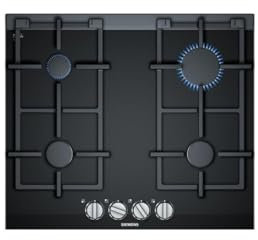 Siemens ER6A6PB70D iQ700 Gaskochefeld (autark), 60 cm breit, Gas-Kochstelle mit stepFlame Technology zur präzisen Steuerung der Flamme in neun Stufen, Edelstahl