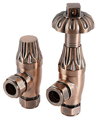 MILANO Antique Copper Thermostatic Angled Radiator Valves