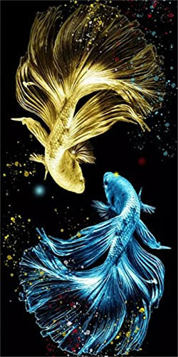5D Diamond Painting Kit, Goldfisch Diamant Painting Bilder Kinder, 40x80cm Groß Diamant Malerei Bilder Kreuzstich Arts, DIY Diamond Malerei Weihnachten Geschenke für Zuhause Wanddekoration L-1691