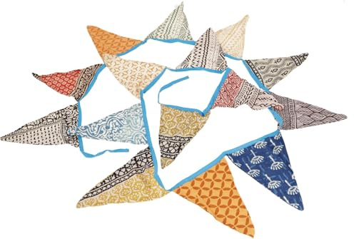GURU SHOP Baumwoll Wimpel Girlande, 2 m Wimpelkette - Blau/bunt