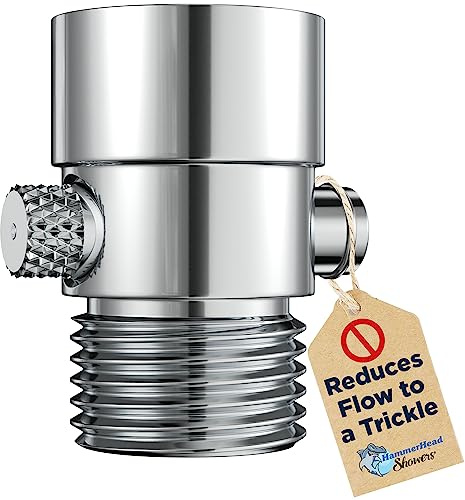 All Metal Shower Head Shut Off Valve - Chrome - Brass Shower Head Valve Reduces Flow to A Trickle - Universal Shower Shut Off Valve for All Shower Heads - Plumbing Code Compliant