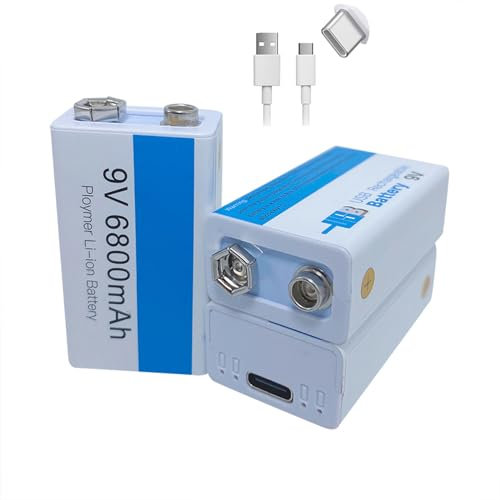 WILLQ Batería Recargable 9V batería de Iones de Litio 6800mAh 9 voltios con Puerto Carga USB Tipo C para alarmas/micrófonos inalámbricos/Juguetes/teclados y más,3pcs 9v6800mah