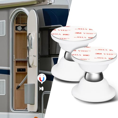 ESUDNT RV Magnetic Door Catch RV Door Holder Baggage Door Catch for Camper, Trailer, Motor Home, Boat Compartments, Cargo, RV Must Have Accessories (White, 2 Pack)