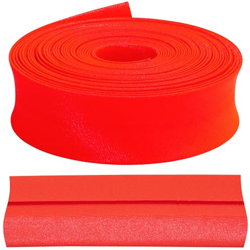 Aerzetix – C71890 – dekorativt fluorescerande snedband 4,5 meter x 18 mm – ljusröd färg – av polyester 100 %