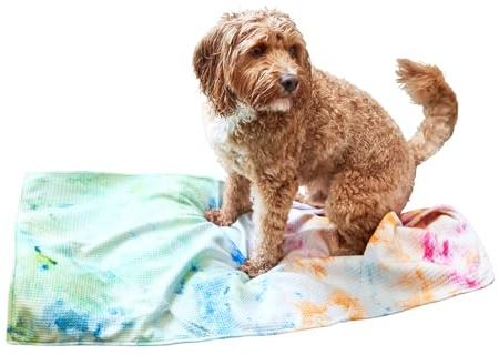 Dock & Bay Asciugamano per Animali - Asciugamani per Cani Super Assorbenti, Asciugatura Rapida - Borsa Inclusa - 100% Riciclato - Sunset Splash, Large (120x70cm, 47x27)