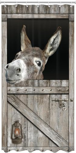 Duschvorhang 120x200 Esel, Duschvorhänge Antischimmel 3D Bauernhof Tiere, Shower Curtains Wasserdicht Waschbar, Duschrollo für Badewanne Badezimmer, mit 8 Ringe 1748WD