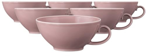 Seltmann Weiden Beat Color Glaze Teetassen 6er Set, 140 ml, Farbige Tassen in modernem Stil, Porzellan, Altrosa