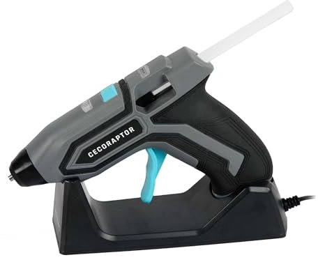 Cecotec Pistola per Colla a Caldo Senza Fili, CecoRaptor Perfect Fix, Batteria 3.7 V e 1500 mAh, Diametro Barra 7 mm e 140 mm di Lunghezza, Riscaldamento 90 s, Autonomia fino a 30 min