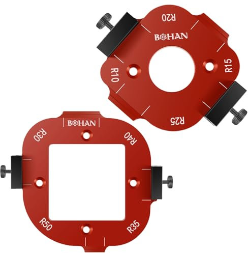 2 STK 4-in-1 R10-R50 Eckradius Frässchablonen für die Holzbearbeitung Radius Jig Router Templates Oberfräse Schablone zum Beschneiden von Tischen Stühlen Bilderrahmen und Holzecken