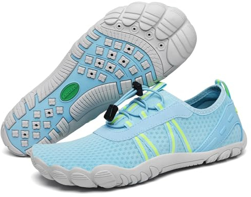 SAGUARO Unisex barfota badskor halkfria barfotaskor snabbtorkande vattenskor med dräneringshål storlek 36–48, blå, 39 EU