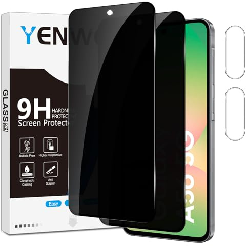 Yenwen Sichtschutzfolie für Samsung Galaxy A56 5G für Panzerglas, 2 Stück Sichtschutz und 2 Stück Kameraschutz, 9H Härte Privacy Schutzfolie Folie Anti Spy Blickschutzfolie