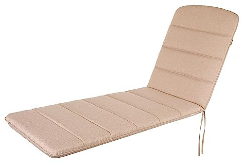 Bjird - Liegenauflage mit Gummibändern, Auflage für Gartenliege 185x60x6 cm - Polsterauflage für Sonnenliege, Auflagen für Deckchair - wasserdicht, doppelseitig - Beige