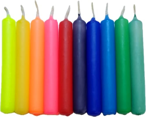 GLOWYBOX® Geburtstagskerzen für Kerzenring Kerzen für Kindergeburtstag bunte Kinderkerzen Geburtstagszug Minikerzen bunt Baumkerzen bunt neon dip Dye Kerzen Regenbogen 1-farbig