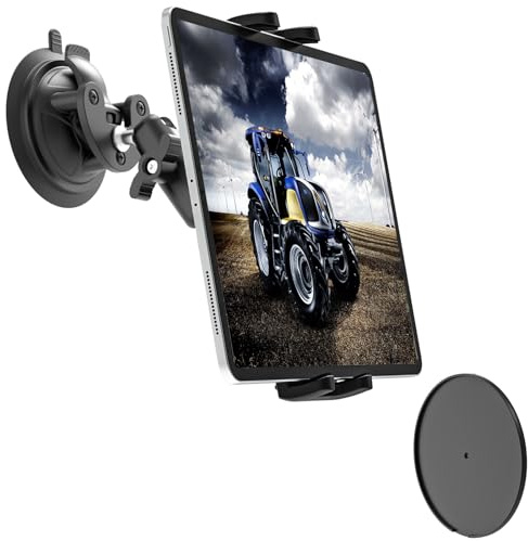LYFPOOM Extra Starker Saugnapf Traktor Tablet/Handy Halterung | Wackelfreier Halt, 7cm Stoßfester Metallarm, Passt Für Auto, LKW, iPad Pro, iPhone, 4-12.9 Geräte