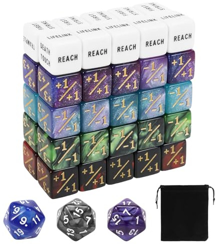 Counter Dice - Set di 53 cubi contatori con sacchetto in acrilico per conteggio delle competenze per MTG TCG Cube Magic per accessori