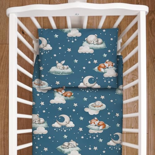 Set di biancheria da letto da 4 pezzi per lettino, comodino, culla o lettino da viaggio, 80 x 70 cm