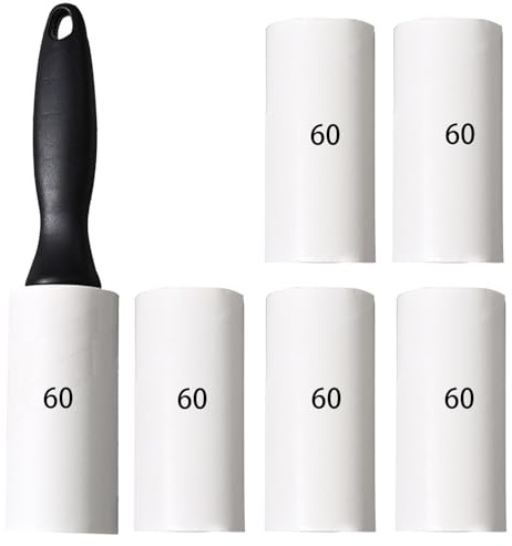 Lint Roller 360 Sheets, 1 Handle + 6 Refills, for ALL Fabric Types - Dog and Cat Hair Remover, Lint Removers for Clothes (360)