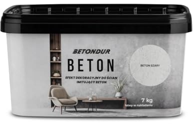 Betondur BETON – Rivestimento murale effetto cemento – 7 kg – Colore grigio – Classico effetto cemento per interni in stile loft e industriale