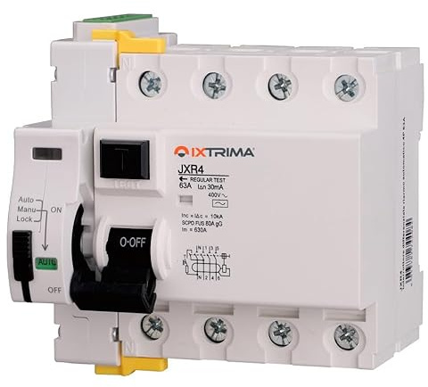 IXTRIMA Interruttore Differenziale Automatico restart, 4 Poli, 63A 400V, 30mA, Salvavita con Riarmo Automatico