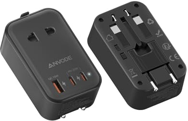 Adaptateur de Voyage Universel, Adaptateur International avec Port USB C (PD 20 W), Adaptateur de Prise de Voyage pour JAP/AUS/USA/EU/UK