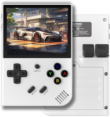 RG35XX Plus Console Di Gioco Portatile, Schermo IPS Da 3,5 Pollici 640x480, Scheda TF Integrata, Con Batteria 3300mAh Console Di Gioco Classica, Supporto HD E TV Output Casual Game Console-White||128G