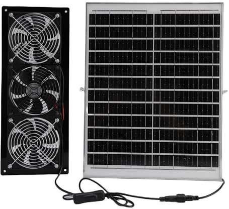 Asixxsix Ventilateur Solaire, Ventilateur Solaire résistant aux intempéries à 2688 TR/Min avec Panneau Solaire de 25 W, Ventilateur Solaire pour Remise, poulailler, Serre