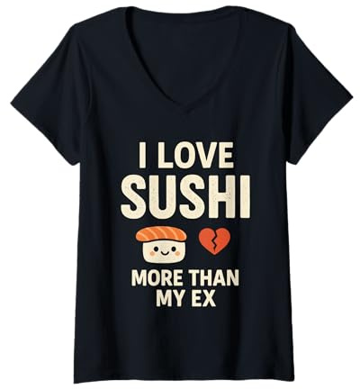 Mujer Rollos para Amantes del Sushi, Palillos Nigiri, Regalo para fanáticos Camiseta Cuello V