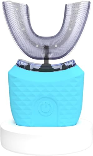 Intelligente brosse à dents sonique U-forme pour enfants et adultes – nettoyage 360°, ultrasons doux, minuterie intelligente 45s, 3 modes, étanche IPX7, recharge USB longue durée (Blau)