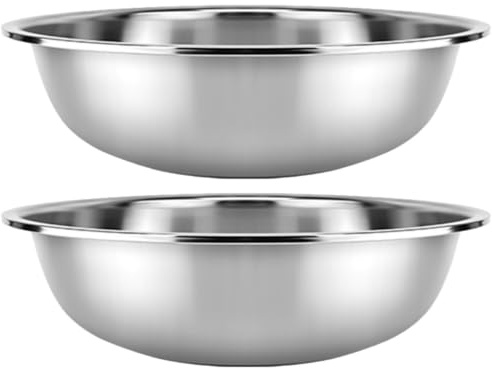 HINTRMENT Ciotola Grande in Acciaio Inox 2 Pezzi per Cucina, | Lavaggio Frutta e Insalata Facile da Pulire Design Semplice Stabile da Posare