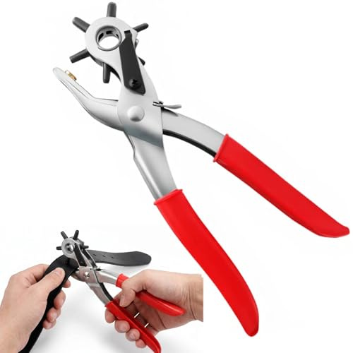 Lochzange für Leder und Gürtel Locher Rund,Ledergürtel Puncher Drehlochzang | Gürtel Lochzange mit Hebelübersetzung,Ledergürtel-Stanzzange 6 Größen(2,5-5 mm) Verstellbar für Gürtel Karte Uhrenarmbänder