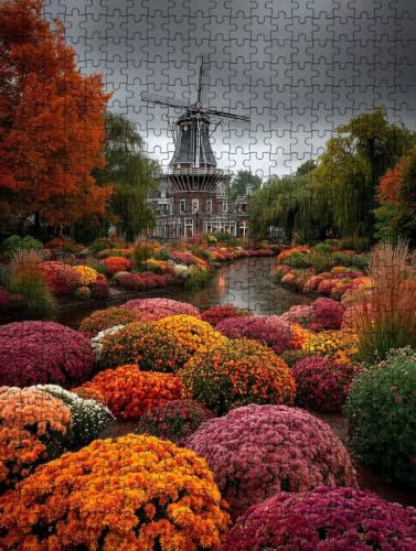 Puzzles 5000 Pieces for Adults, Windmill Garden Wooden Jigsaw BLQSBGA0-150