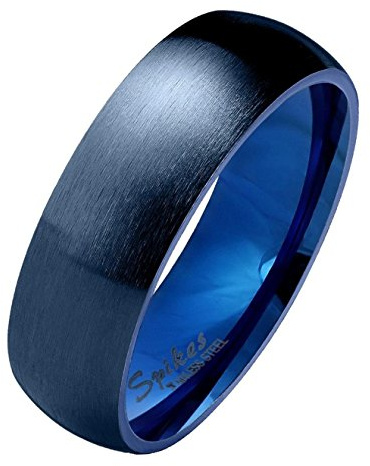 Paula & Fritz®, anello in acciaio inox lucido da 6 mm, da donna e da uomo, anello di fidanzamento, anello dell'amicizia, anello per coppie e Colore: blu, 66 (21.0), colore: Blau, cod. R027B_120