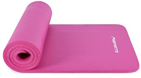 MSPORTS Gymnastikmatte Studio 183 x 61 x 1,0 oder 1,5 cm | inkl. Übungsposter und Tragegurte | Hautfreundliche - Phthalatfreie Fitnessmatte - sehr weich | Yogamatte (Pastellpink, 183 x 61 x 1,5 cm)