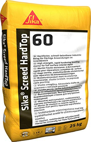 SIKA - Mortier pour Chape à durcissement Rapide - SikaScreed Hardtop 60 Gris - en sol intérieur pour des épaisseurs de 8 à 80 mm- Egalisation de sol très résistante aux sollicitations - 25kg