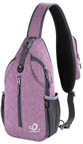 WATERFLY Crossbody Sling Backpack Sling Bag Travel Hiking Chest Bag Daypack (Purple)