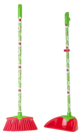 VIGAR Juego Combinado de Escoba y Recogedor para Niños, Juego de Limpieza para Niños, Escoba con Recogedor de Pie, Escoba y Recogedor para Casa, Ladybug
