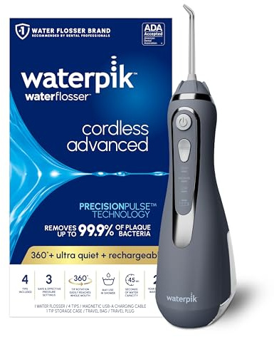 Waterpik Cordless Advanced Portable Water Flosser, Rechargeable, Gray