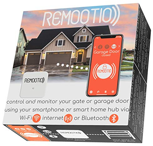Remootio 2 WiFi and Bluetooth Smart Garage Door opener with iOS and Android App, Apple Home (HomeKit), Amazon Alexa, Google Home, SmartThings, Siri Shortcuts compatible. With sensor and power adapter.
