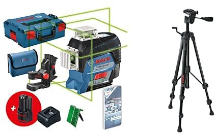 Livella laser Bosch Professional 12V System GLL 3-80 CG – Amazon Exclusive Set & Bosch Professional Treppiede per laser e livelle BT 150