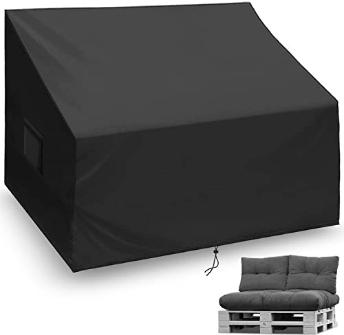 Schleuder Palettenbank Abdeckung,Abdeckhauben für paletten Sofa,Palettenbank Schutzhülle,420D Oxford Gewebe,Wasserdicht, Winddicht, UV-Beständiges,Schwarz