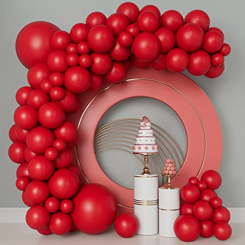 140 Stück rote Ballons Girlang Bogensatz 5/10/12/18 Zoll verschiedene Größen matt rot Latexballons für Weihnachten Baby Dusche Hochzeit Geburtstagsparty Dekorationen