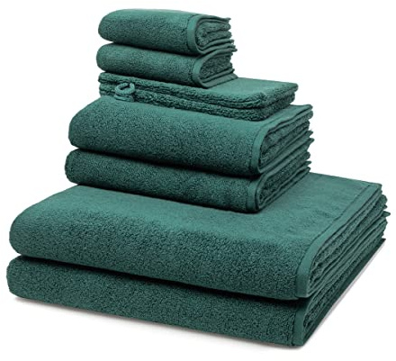 Ross - 8 teiliges Frottier-Set - Sensual Skin (2 X Wasch- 2 X Gäste- 2 X Dusch- 2 X Handtuch im Set) - 500 g/m2 - Baumwolle - Walkfrottee - saugstark - weich und flauschig - Moosgrün