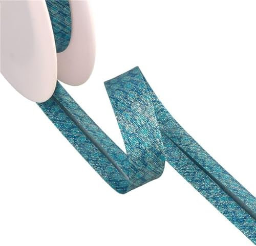 Stephanoise Spule, 25 m, Schrägband, große Punkte, Lurex, Blau, Ente, 20 mm