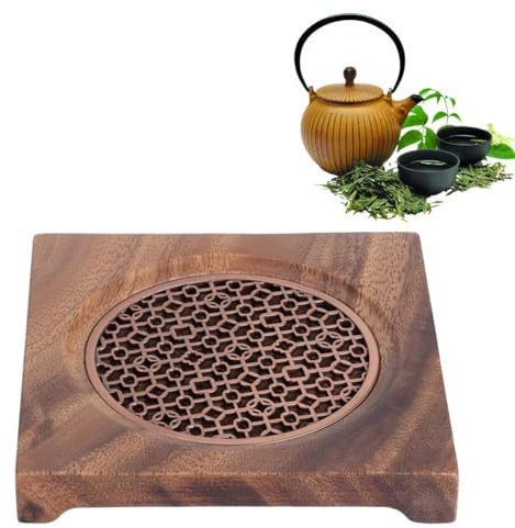 Agatige Sous-Verre en Bois pour La Cuisine, Dessous De Plat Carré en Noyer pour Théière, Trivets Résistant À La Chaleur pour Plats Chauds Théière