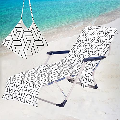 Morbuy Schonbezug für Gartenliege, Mikrofaser Strandliegenauflage Frottee Liegenauflage, Strandtuch für Sonnenliege mit Taschen für Strandliegen, Schwimmen, Strände, Garten (73x210cm,Weiss)