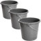 Secchio da 10 l, set da 3 secchi, con scala di misurazione e manico in metallo, secchio in plastica, secchio di plastica senza BPA, secchio per il lavaggio grigio, versatile e robusto, made in EU
