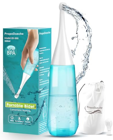 Peri Bottle Wochenbett 350ML - Portable Bidet für die Intimhygiene - Po Dusche mit 2 Düsen - Intimdusche für Unterwegs, Toilette & Reisen - Intim Dusche Ersetzt Feuchttücher Spart Wasser und Papier